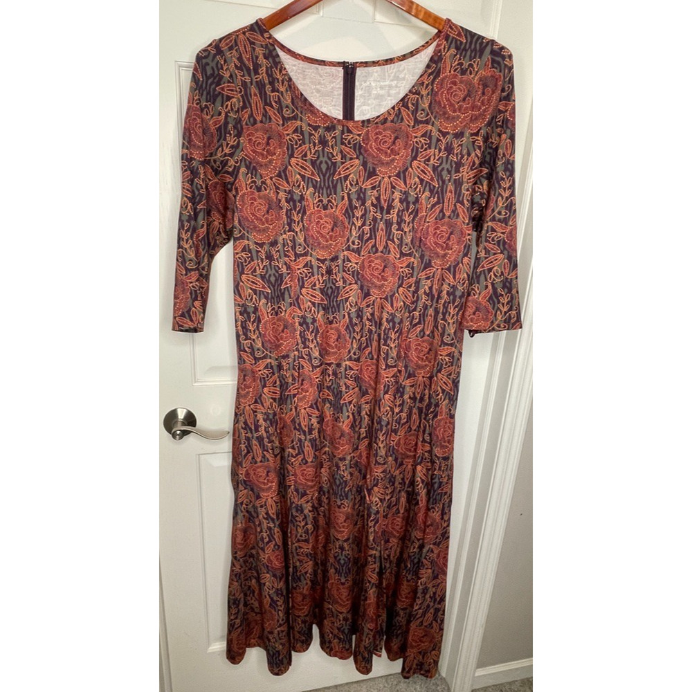 Soft Surroundings Women's Alcott Maxi Dress Sz 2X Slit Boho Western Cottagecore